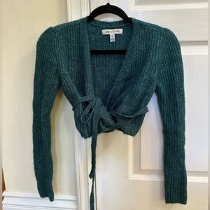 Urban Outfitters teal tie sweater